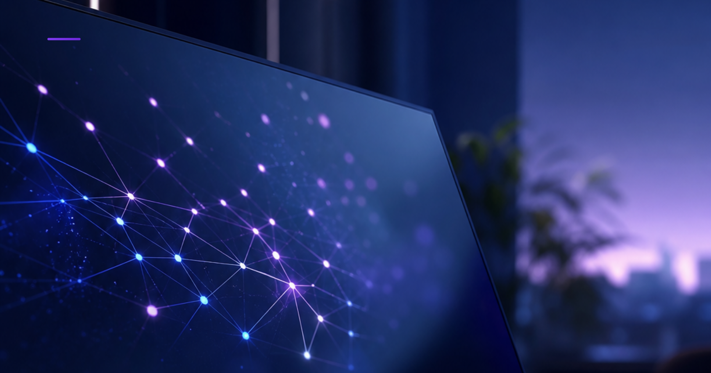 Imagen ilustrativa de Sleek dashboard interface with interconnected data nodes glowing in blue and purple, Chilean corporate office aesthetic, minimalist tech environment, soft ambient lighting on dark surfaces, geometric AI visualization elements, professional workspace atmosphere.. Artículo: Agentes AI personalizados para empresas chilenas