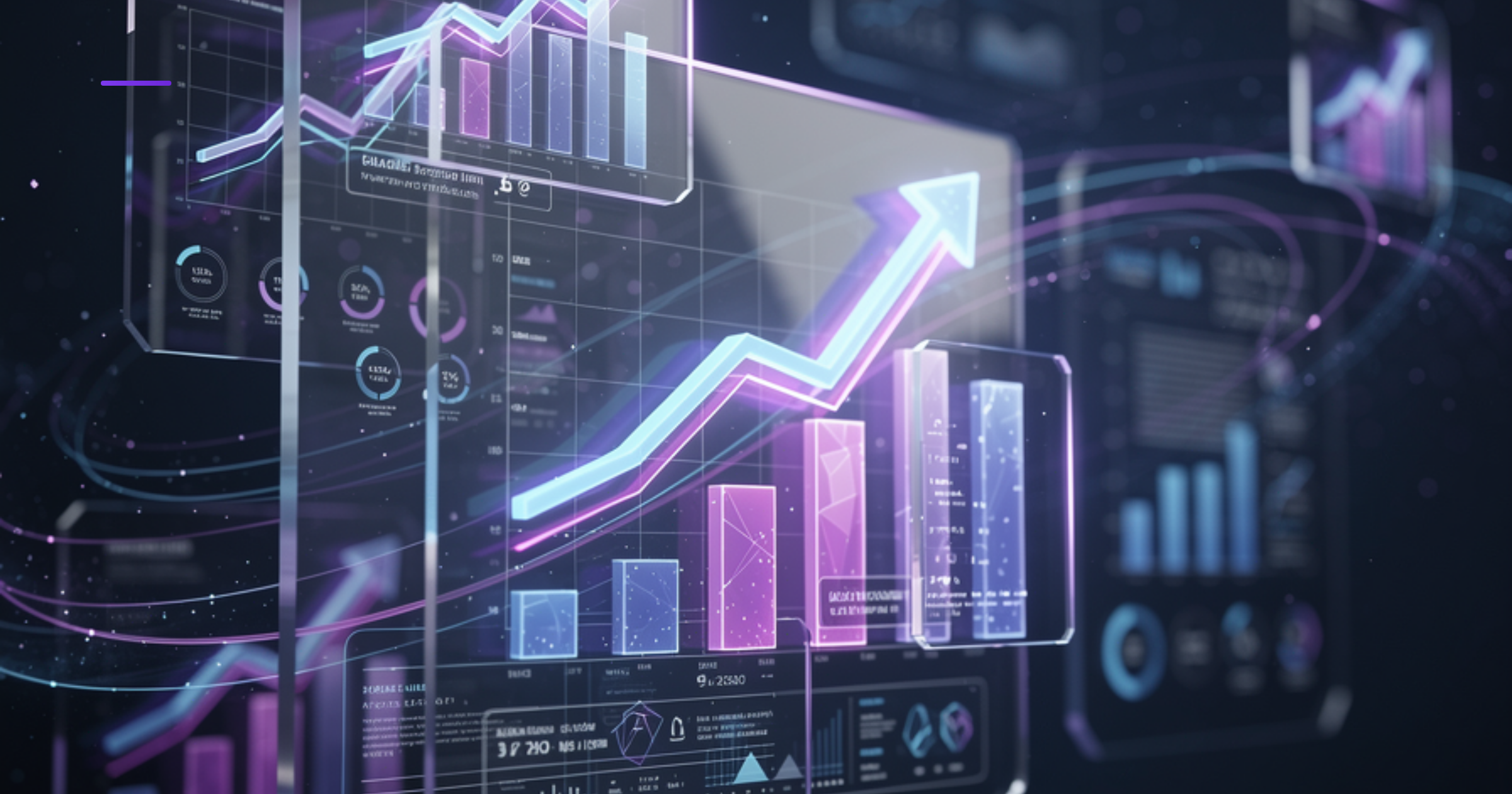 Imagen ilustrativa de Dashboard digital flotante mostrando gráficos ascendentes y métricas de marketing, interfaces de IA superpuestas en tonos azul y púrpura, elementos holográficos, conexiones de datos luminosas sobre fondo oscuro minimalista, atmósfera tecnológica moderna.. Artículo: Agentes de Inteligencia Artificial en Marketing Mejor Valorados para Pequeñas Empresas: Comparativa