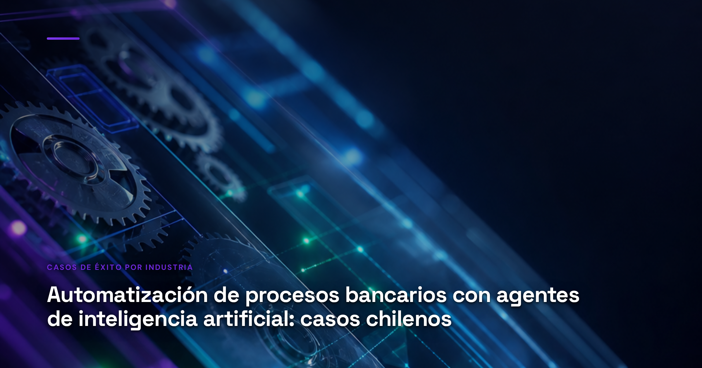 Imagen ilustrativa de Digital banking interface with interconnected nodes flowing across a dark sleek surface, glowing blue and green data streams, mechanical gears subtly embedded in abstract geometric patterns, professional fintech atmosphere with soft luminous effects and depth layers.. Artículo: Automatización de procesos bancarios con agentes de inteligencia artificial: casos chilenos