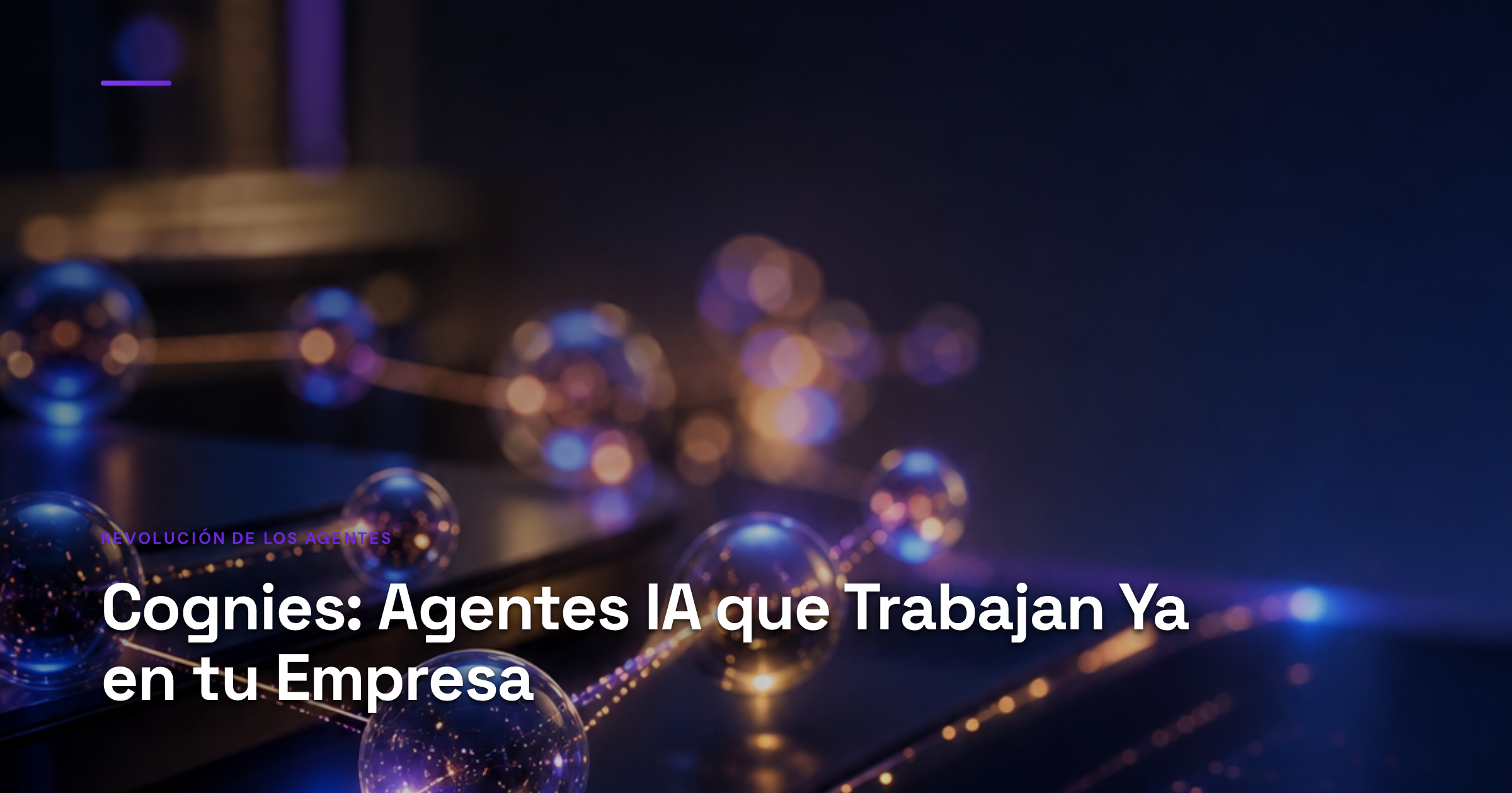 Imagen ilustrativa de Multiple digital agents represented as glowing interconnected nodes processing data streams, sleek metallic surfaces with flowing light patterns, minimalist workspace environment, warm amber and cool blue ambient lighting, sense of seamless automation and productivity. Artículo: Cognies: Agentes IA que Trabajan Ya en tu Empresa